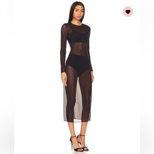 Commando Chic Mesh Long Sleeve Midi Dress  | S